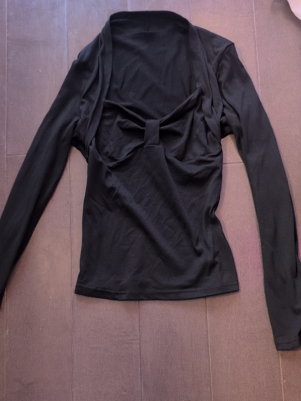 Ladies Black Long-Sleeve Twist Front